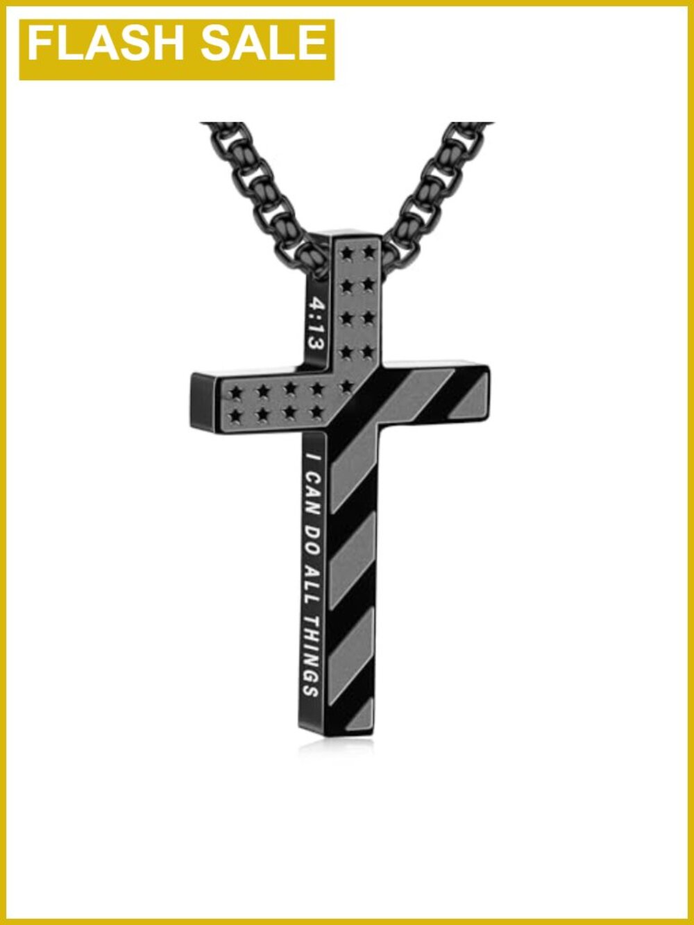 Men's 316L Stainless Steel Cross Necklace 22+2 Inch Chain Religious
